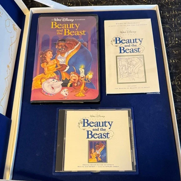 Disney Beauty and the Beast Collector's Box with VHS, CD, Lithograph, book - Picture 2 of 7